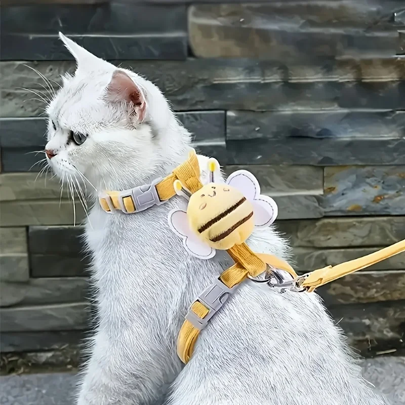 Katzengeschirr-Set mit Anti-Escape-Leine, H-förmiges rotes verstellbares Geschirr für Katzen Image