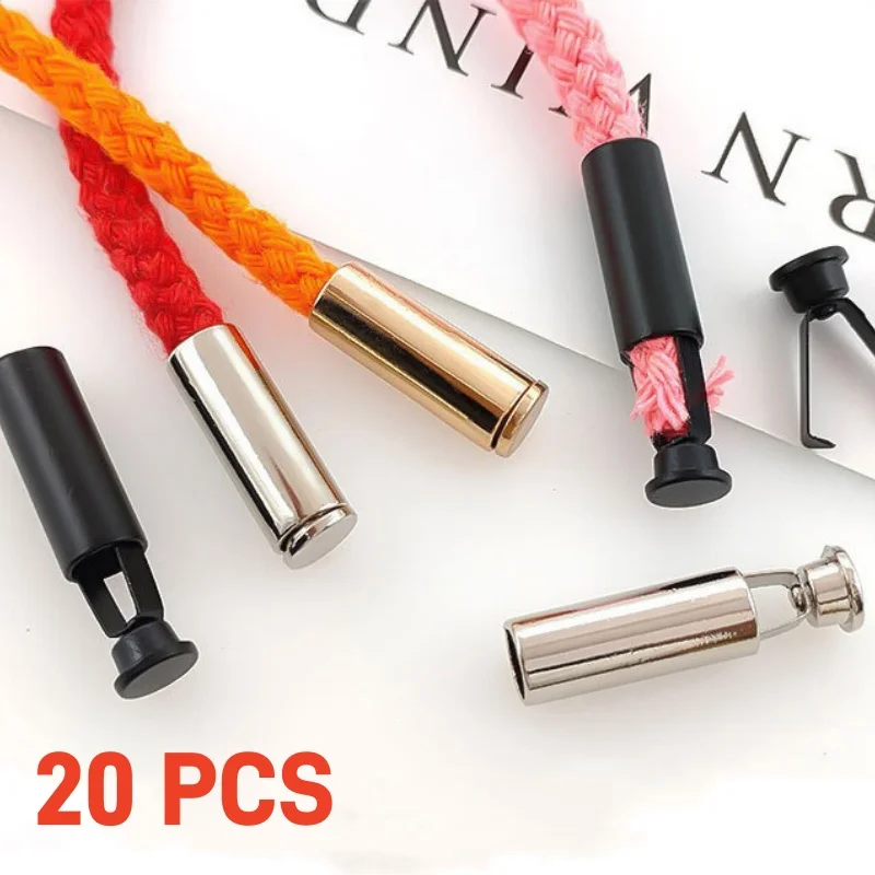 20 stücke Abnehmbare Stopper Mit Deckel Kappe Schnur Enden Lock Stopper Für Seil Sportswear Teile Zubehör Hut Kordelzug Befestigungs Schnalle Image