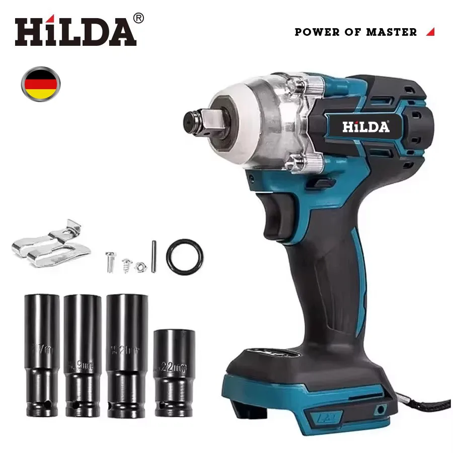 HILDA 18V Bürstenloser 1/2-Zoll Akku-Schlagschrauber mit Hohem Drehmoment für Autoreifen-Reparatur, Nur Gerät ohne Akku Image