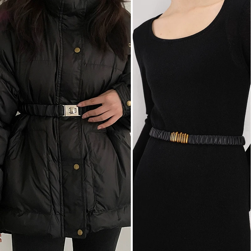 Elastischer Stretch-Cinch-weicher Bund, einfacher Kleid-Korsettgürtel für Frauen, breiter Bund, Winter-Kummerbund, Damen für Mantel, Kleid Image