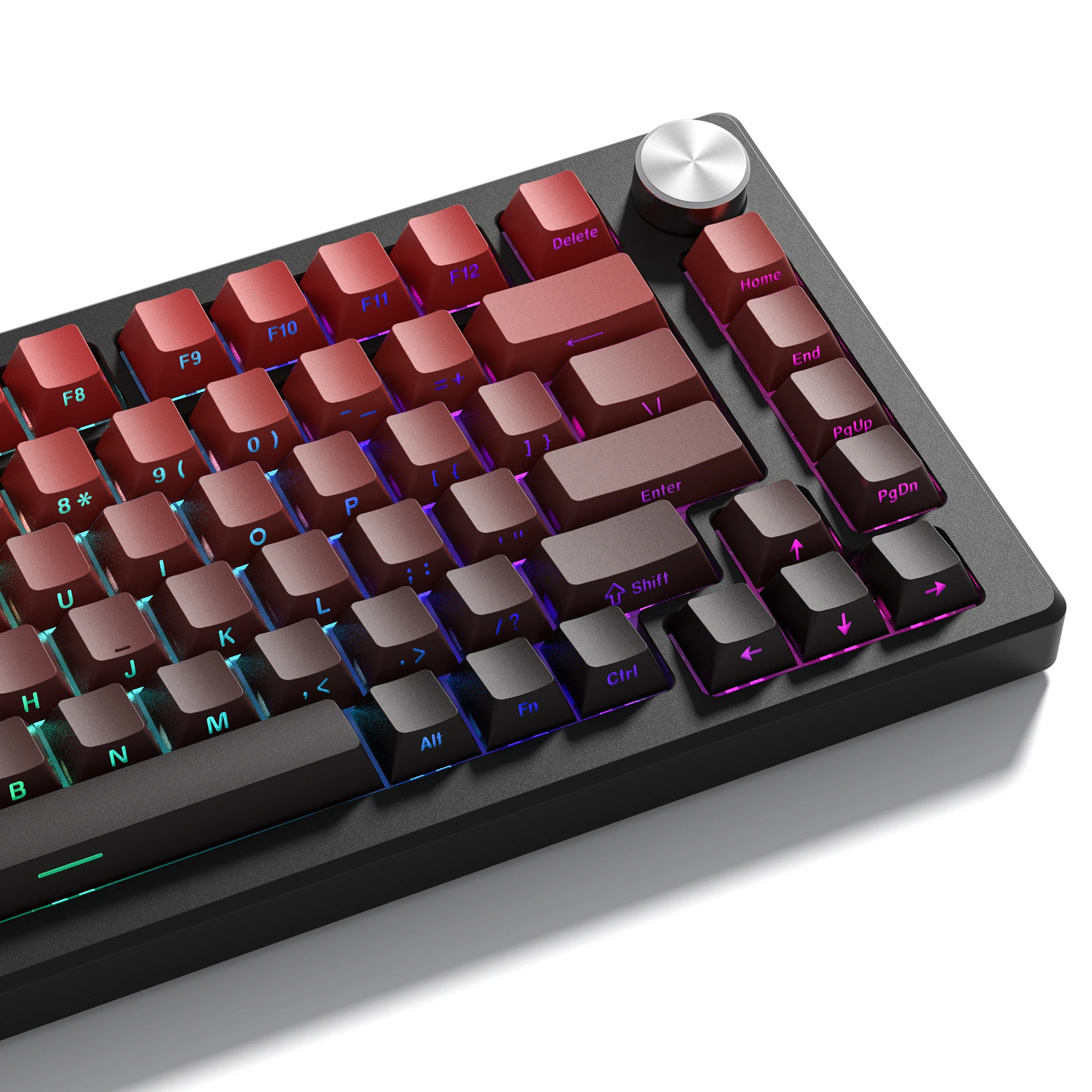 135-Tasten-Seitenabdruck, Farbverlauf, rotes Kirschprofil, PBT-Tastenkappen, Double Shot Shine Through-Tastenkappen mit Hintergrundbeleuchtung für mechanische MX-Tastatur Image