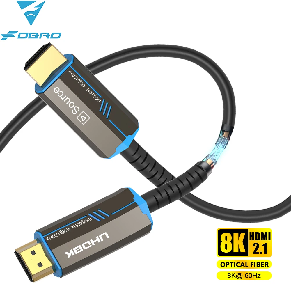 FDBRO 8K HDMI 2.1 Kabel Glasfaser-HDMI-Kabel 120 Hz 48 Gbit/s HDR HDCP für HD TV Box Projektor Ps3/4 Ultra-Hochgeschwindigkeitscomputer Image