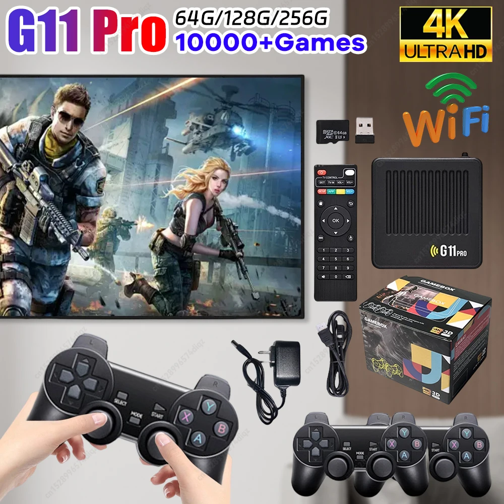 G11 Pro Game Box 4K HD TV Game Stick Console per videogiochi 64/128/256G 40000+ giochi retrò Lettore di giochi portatile Gamepad wireless