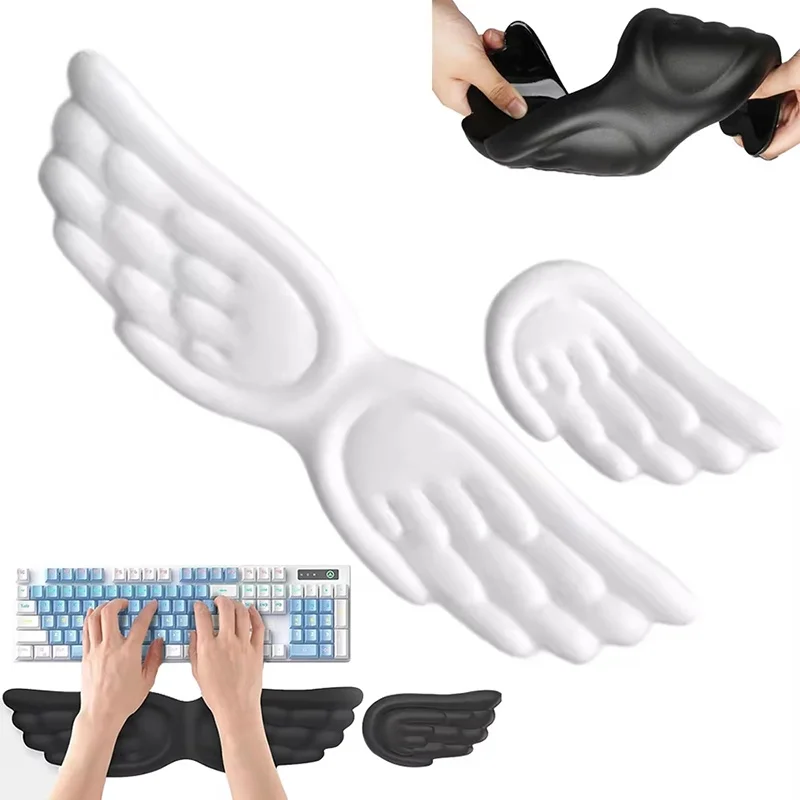 Mechanische Tastatur Maus Handgelenk Rest Engel Flügel Memory Foam Maus Kissen Unterstützung Pad Handgelenk Unterstützung Für Computer Laptops Tippen Image