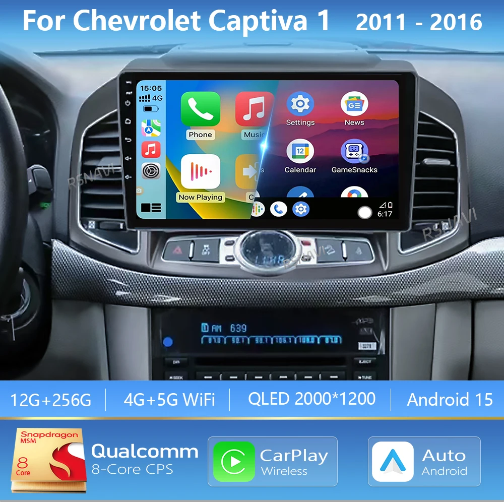Android 15 Carplay Auto 2K Bildschirm Auto Radio Multimedia Player Für Chevrolet Captiva 1 2011-2016 Autoradio stereo 2din Kopf Einheit Image