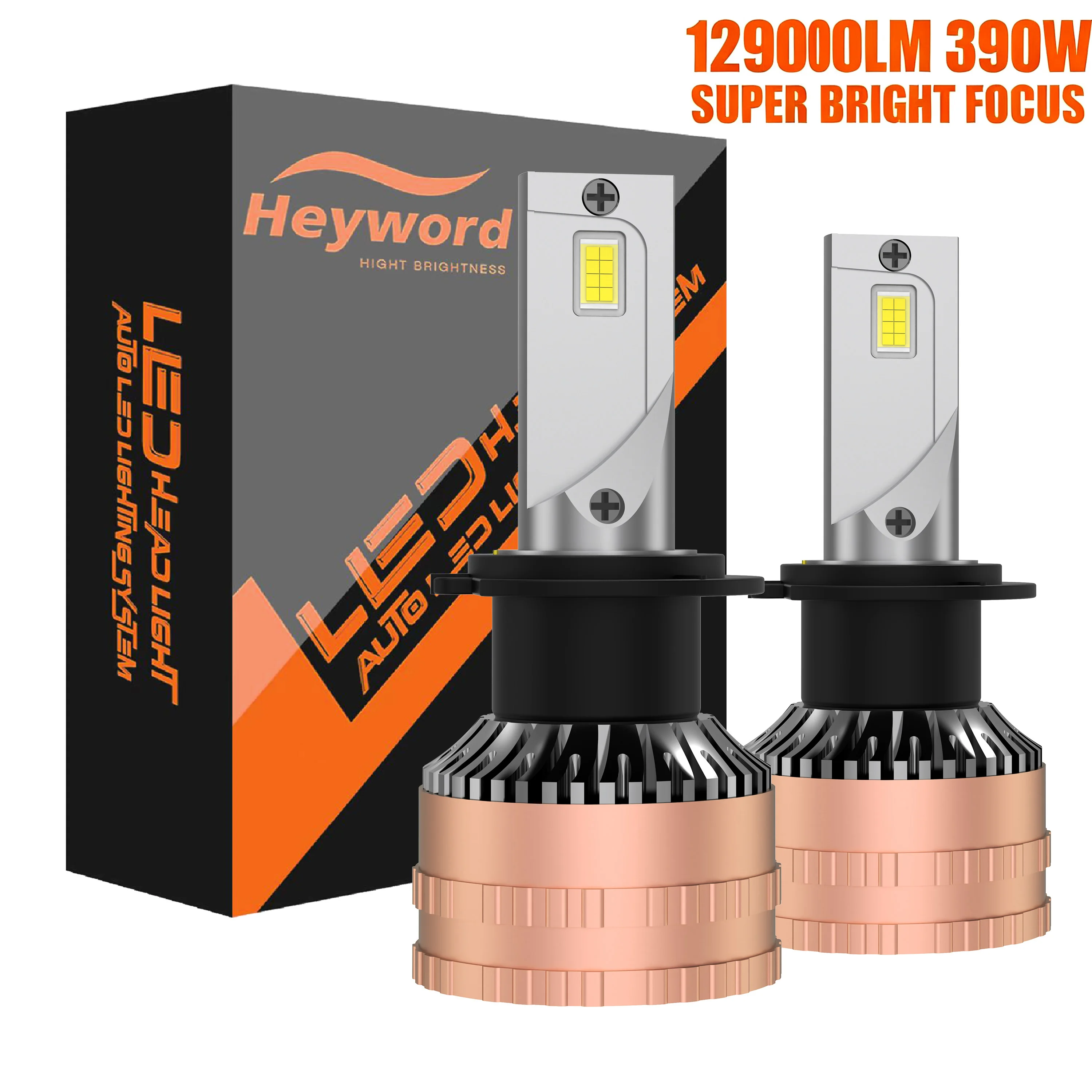 Heyword 2 pz H1 H3 H4 H7 LED H8 H11 9005 HB3 9006 HB4 9012 Hir2 Ha Condotto Il Faro Lampadina Luce Kit di Automobile H7 Turbo Auto Fendinebbia