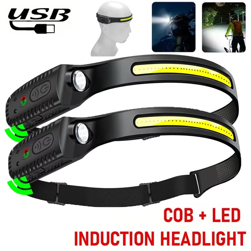 Outdoor Notfall LED COB Scheinwerfer USB Aufladbare Lampe mit eingebauter Batterie Camping Angeln wasserdichte Licht Arbeit Scheinwerfer Image