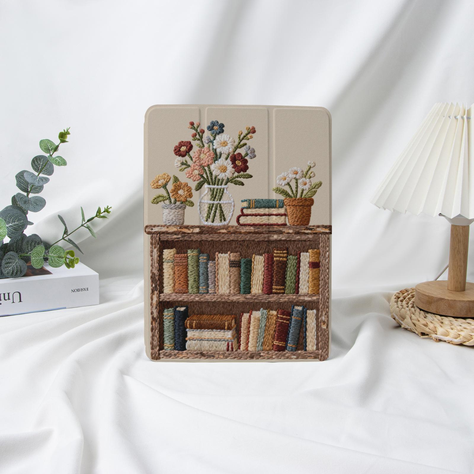 "Custodia per iPad Book&Flower con portapenne per 2025 Air 7-11/13\", iPad Mini 6/7, iPad Pro 13\" 12.9\" 11\", iPad 10/9/8, custodia per iPad, custodia vi"