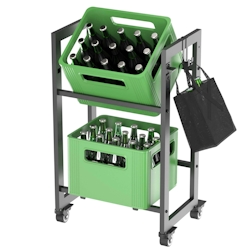 DanDiBo Getränkekistenregal 4 Kisten mit Ablagefläche Rollen Haken Metall Schwarz 96651 Getränkeregal Kistenregal Getränke Regal Image