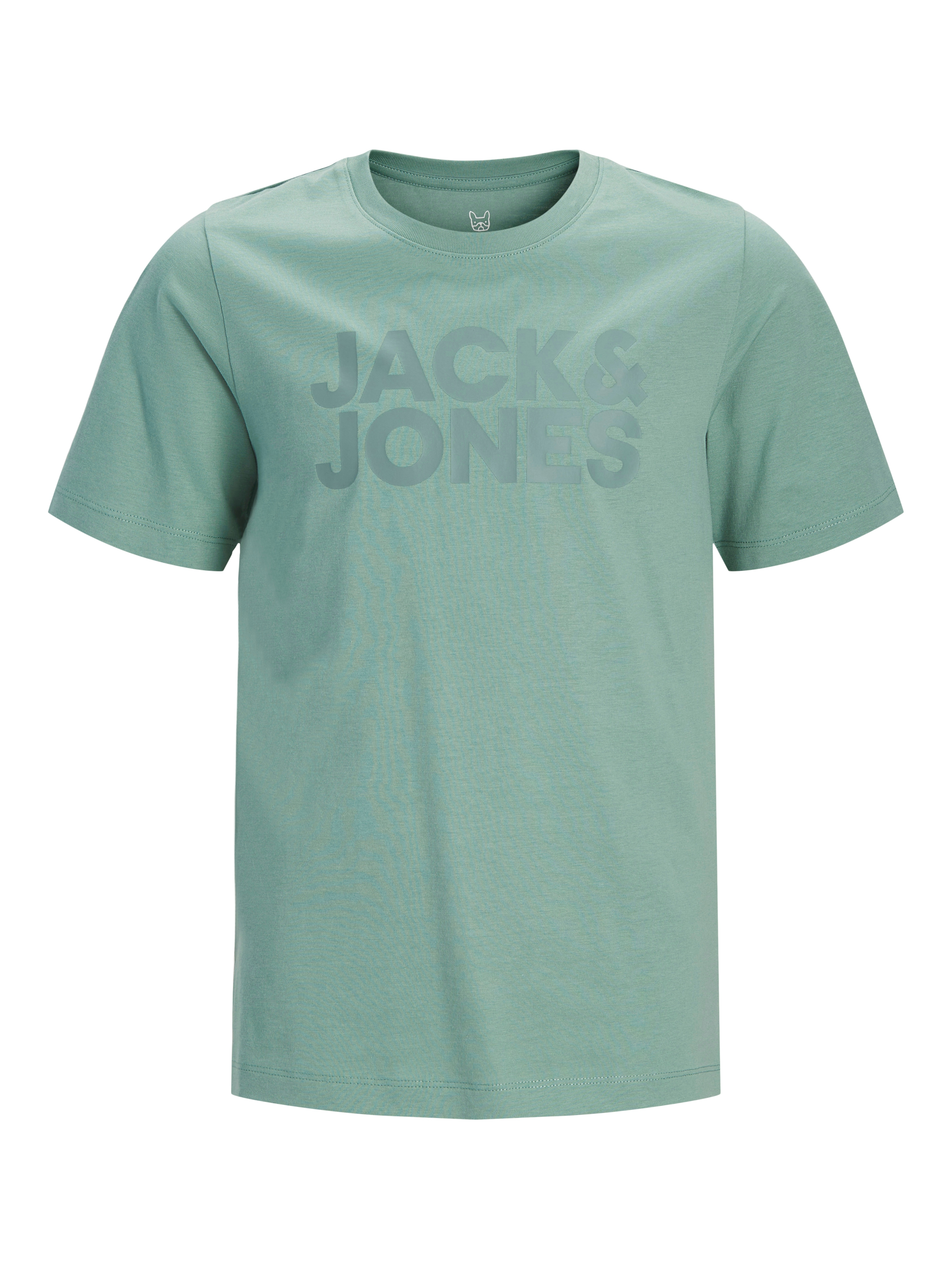 Rundhalsshirt JACK & JONES JUNIOR "JJECORP stylisch, atmungsaktiv, pflegeleicht", Jungen, Gr. 176, mineral blau print:big tonal, Jersey, Obermaterial: 100% Baumwolle, bedruckt, regular fit normal, Rundhals, Shirts Rundhalsshirt, bedruckt, casual,...