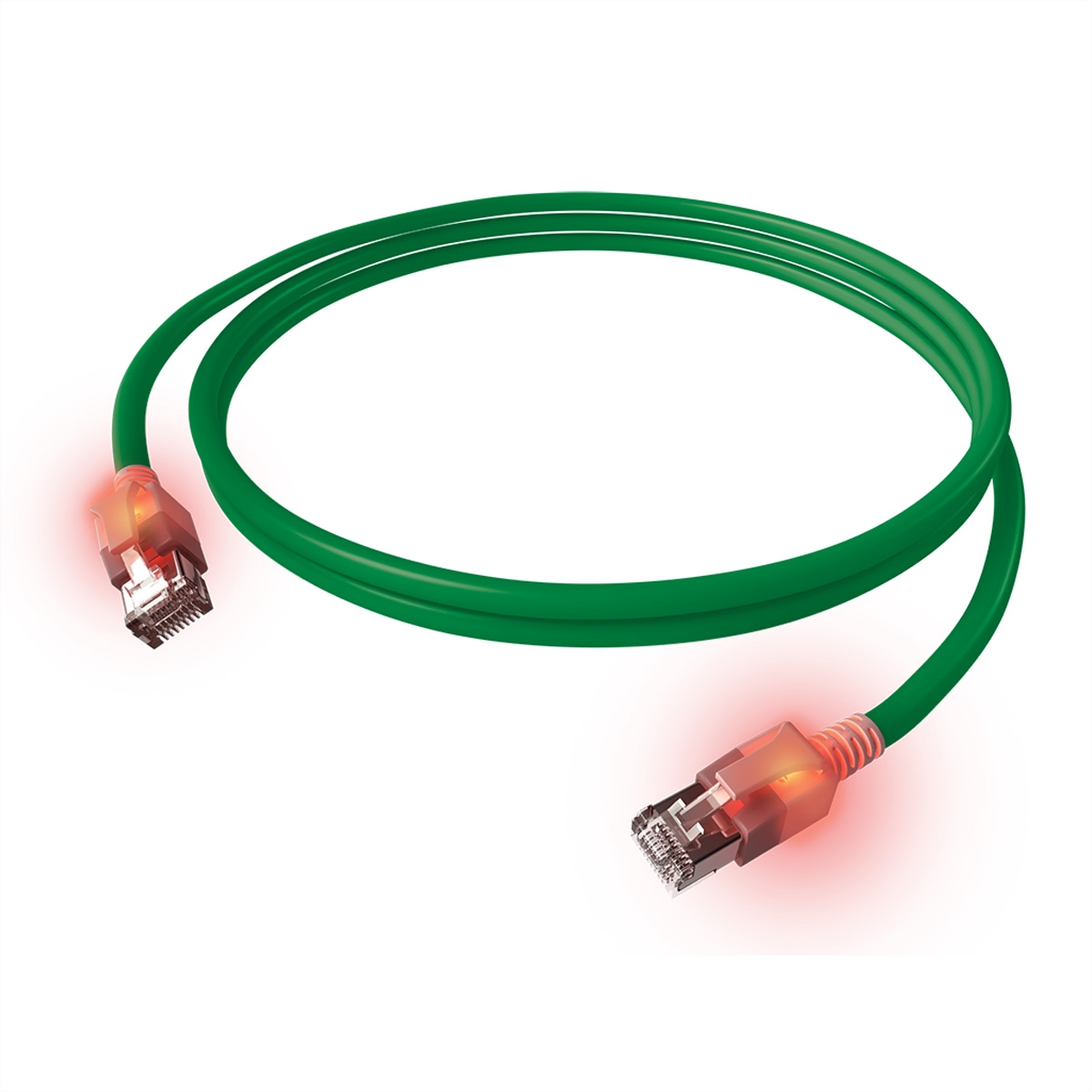EasyLan DualBoot LED Patchkabel RJ45 S/FTP Cat.6A (Class EA), mit saCon Stecker, LSOH, grün, 3 m Image