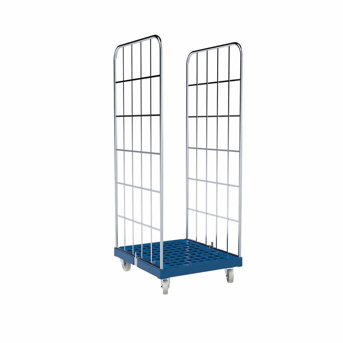 Oswald Transportgeräte Rollbehälter FV, 2-seitig, Rollplatte aus Kunststoff, 724 x 815 x 1.830 mm, 500 kg, Nutzhöhe 1.640 mm, Enzianblau Image