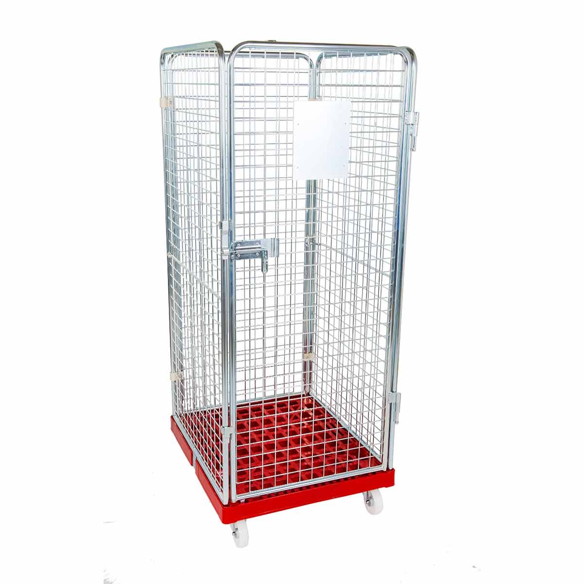 Oswald Transportgeräte Rollbehälter hoch, 4-seitig, Diebstahlschutz, Rollplatte aus Kunststoff, 724 x 815 x 1.800 mm, 500 kg, Nutzhöhe 1.585 mm, Verkehrsgrün Image