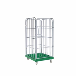 Oswald Transportgeräte Rollbehälter 4-seitig, Rollplatte aus Kunststoff, 724 x 815 x 1.530 mm, 500 kg, Nutzhöhe 1.340 mm, Verkehrsgrün Image