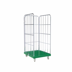 Oswald Transportgeräte Rollbehälter 3-seitig, Rollplatte aus Kunststoff, 724 x 815 x 1.630 mm, 500 kg, Nutzhöhe 1.440 mm, Verkehrsgrün Image