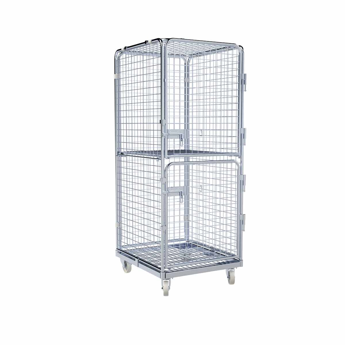 Oswald Transportgeräte Rollbehälter Zwischenboden klappbar, 2 Türen, 5-seitig, Diebstahlschutz, Nutzhöhe 1.585 mm, Rollplatte aus Metall, 724 x 815 x 1.810 mm, 500 kg Image