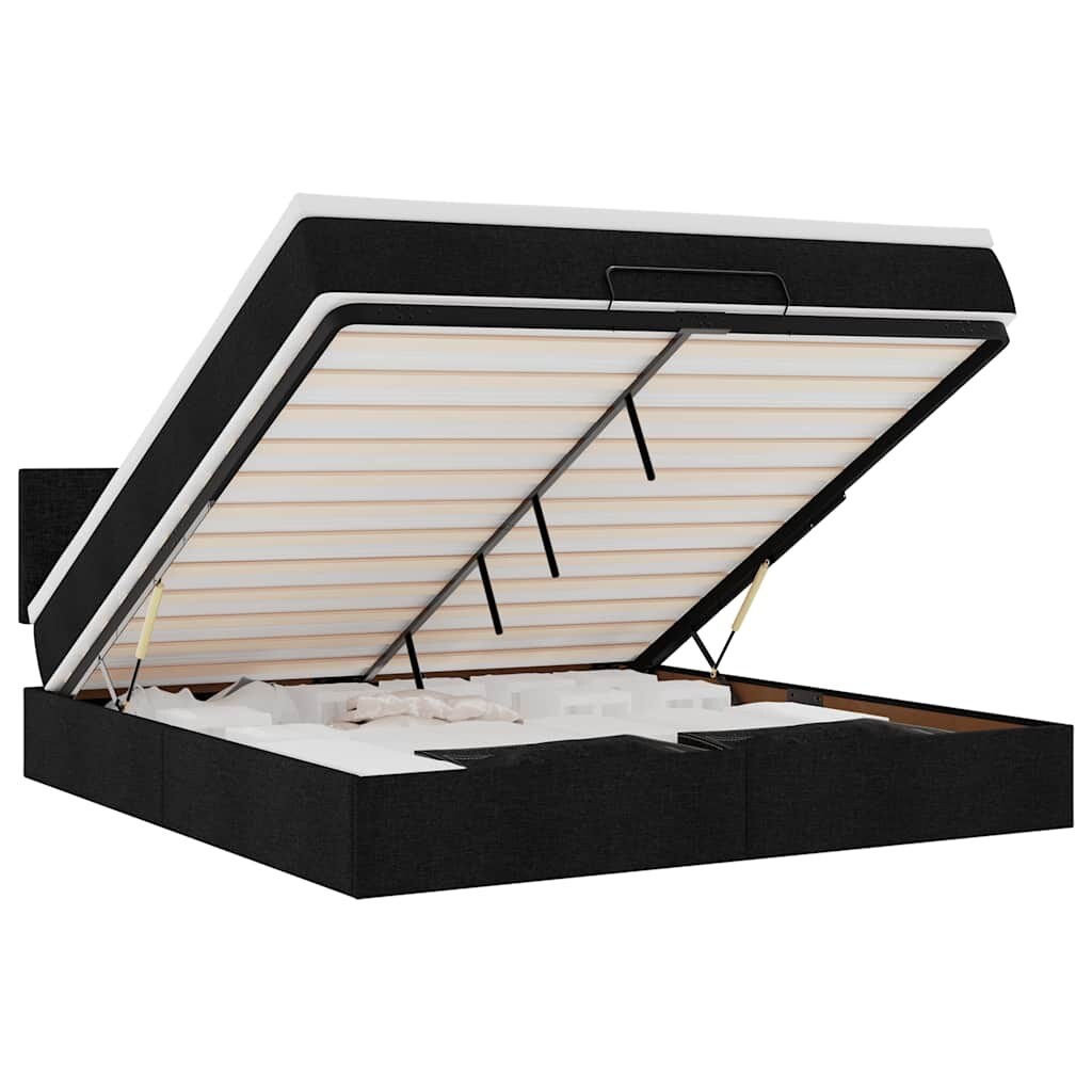 vidaXL Ottoman-Bett mit Matratze Schwarz 160x200 cm Stoff Image