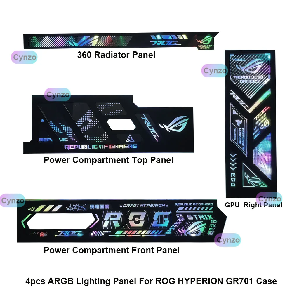 4-teiliges Kit ARGB-Beleuchtungspanel für ROG HYPERION GR701Case, MOD Gamer Cabinet Lightboard Kit, Refit Chassis Plate AURA SYNC Image