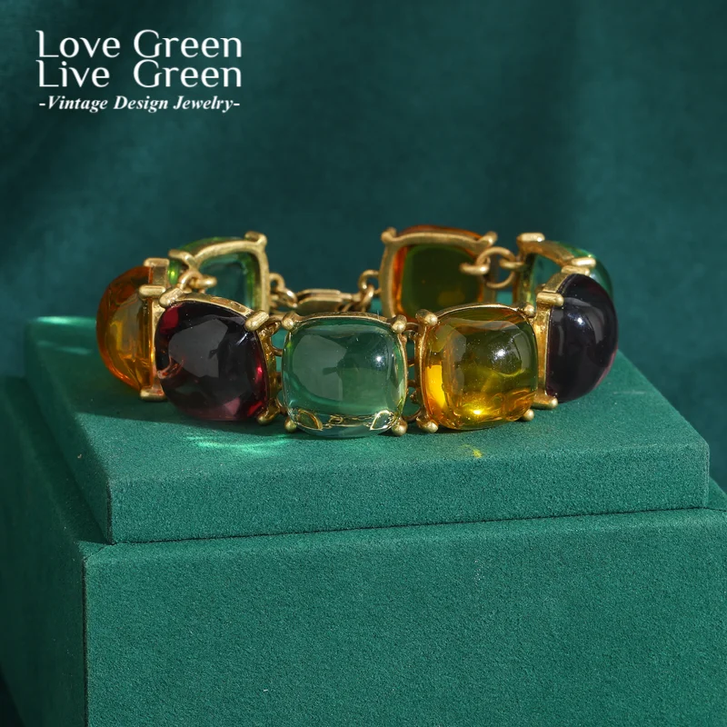 Vintage Farbige Candy Glasur Charm Armbänder Für Frauen Runde Nette Valentinstag Geschenk Gothic Schmuck Gold Farbe Zubehör 2025