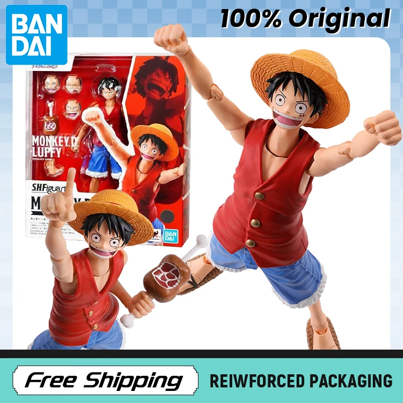 In Magazzino BANDAI SHF One Piece Monkey D Rufy Romance Dawn Action Figure Originale Anime Modello Giocattolo Regalo Raccolta Hobby