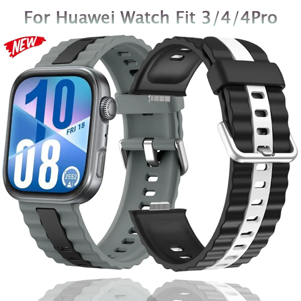 Silikon Strap Für Huawei Uhr Fit 4/3 Zwei-farbe Ersatz Armband Armband Für Huawei Uhr Fit 4/4 Pro zubehör Correa Image