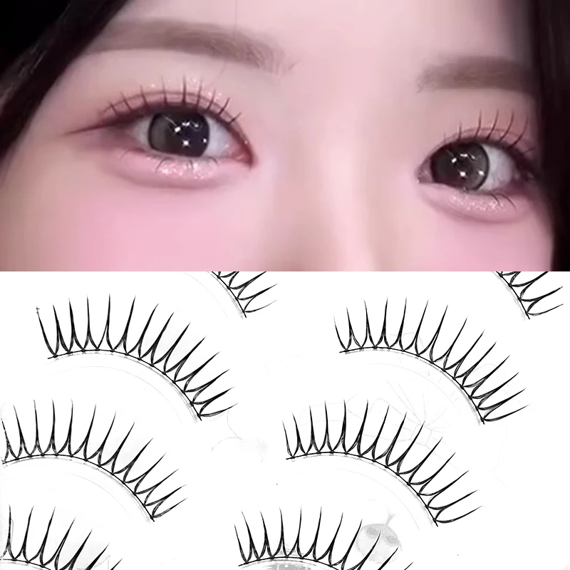 5 Paar falsche Wimpern, koreanische V-förmige Mädchengruppen-Wimpern, 0,14 mm, weiche, natürliche, klare Wimpern, Nerz Image