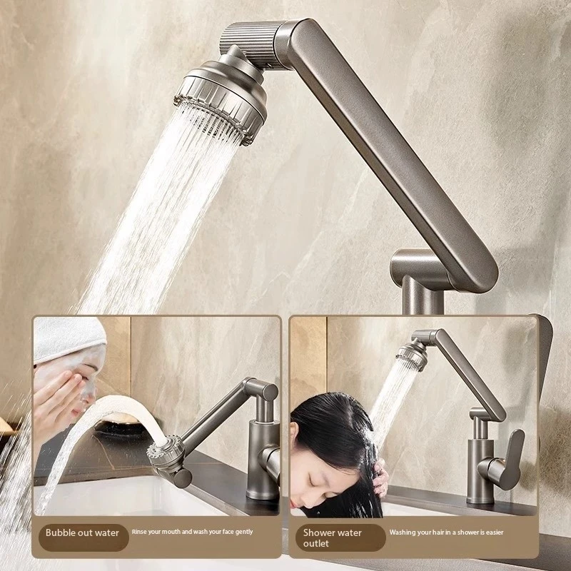ABS Swivel Kitchen Faucet Anti Splash Sink Mixer Tap Hot Cold Water Bathroom Brushed Nickel Home