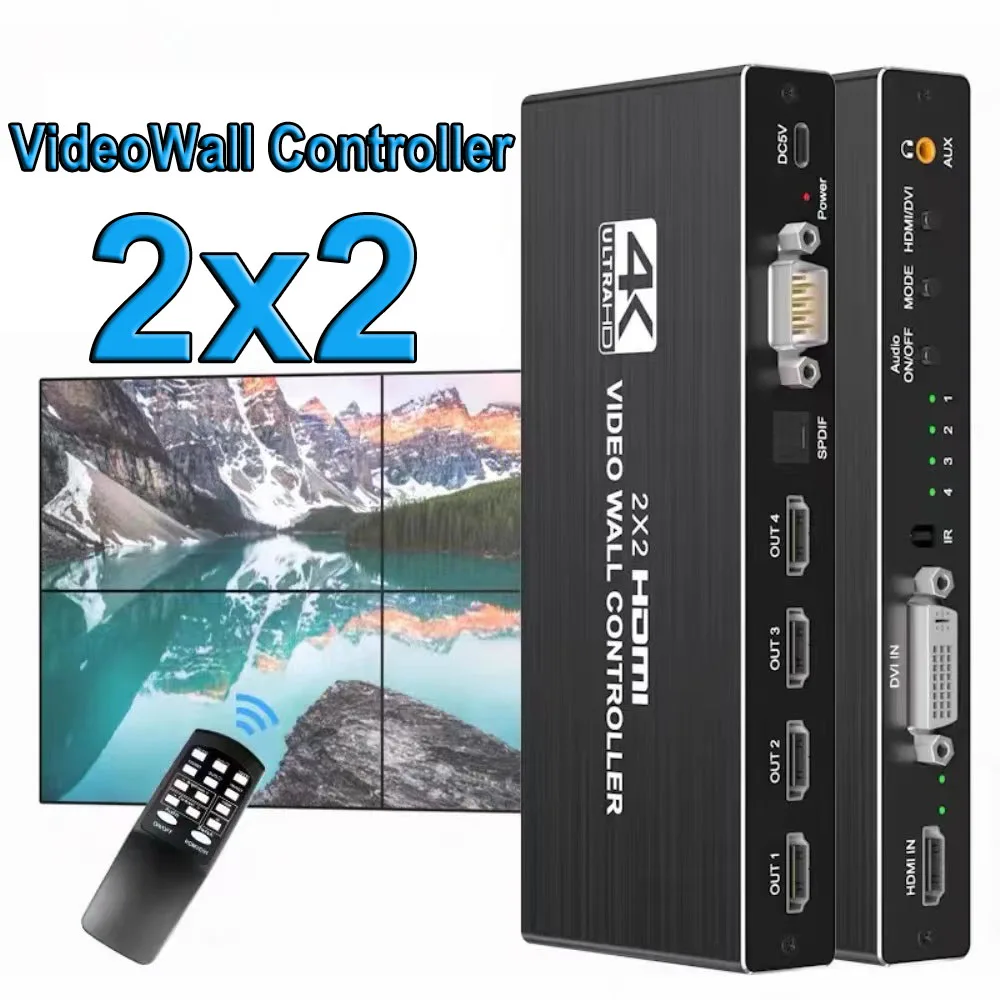 4K HDMI Video Wall Controller 2X2 HDMI DVI Video Wall Prozessor 1X2 1X4 1X3 2X1 3x1 4X1 Multi Video Screen Prozessor Splicer Image