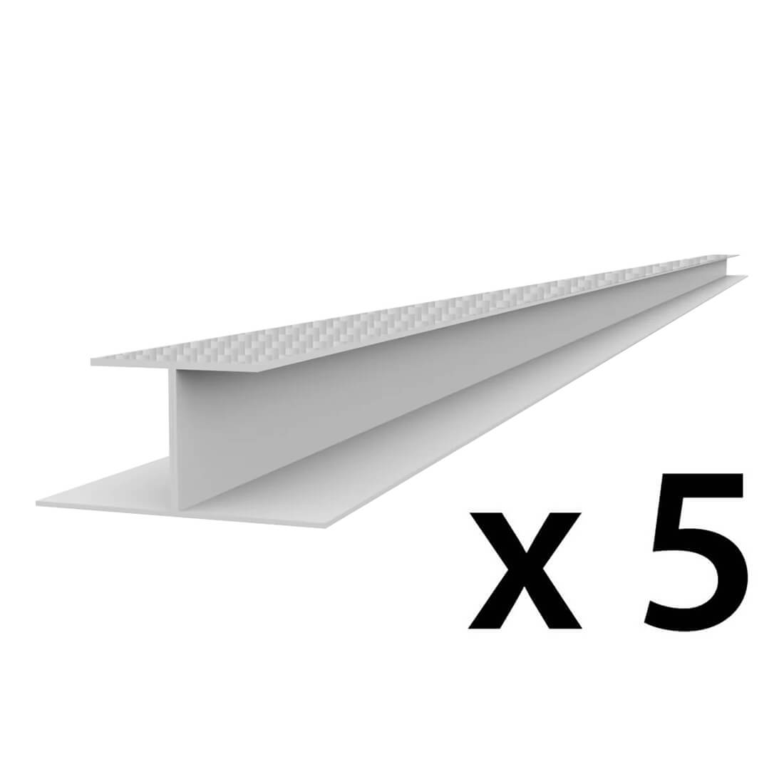 Proslat PROCORE+ PVC 8 ft. Slatwall H Trim - Silver Gray Carbon Fiber (5-Pack)