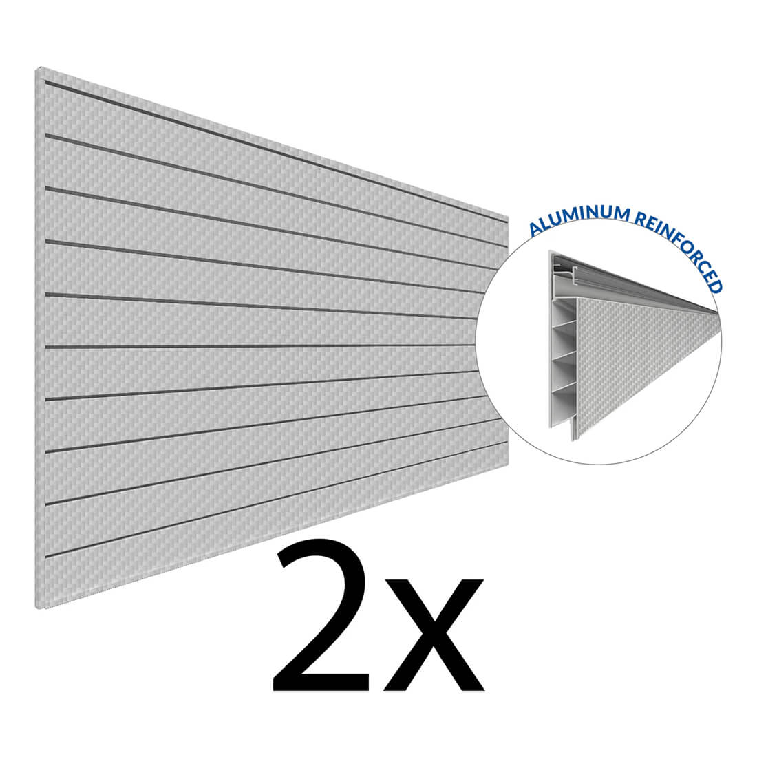 Proslat PROCORE+ 8 ft. x 4 ft. Slatwall - Silver Gray Carbon Fiber (2-Pack)