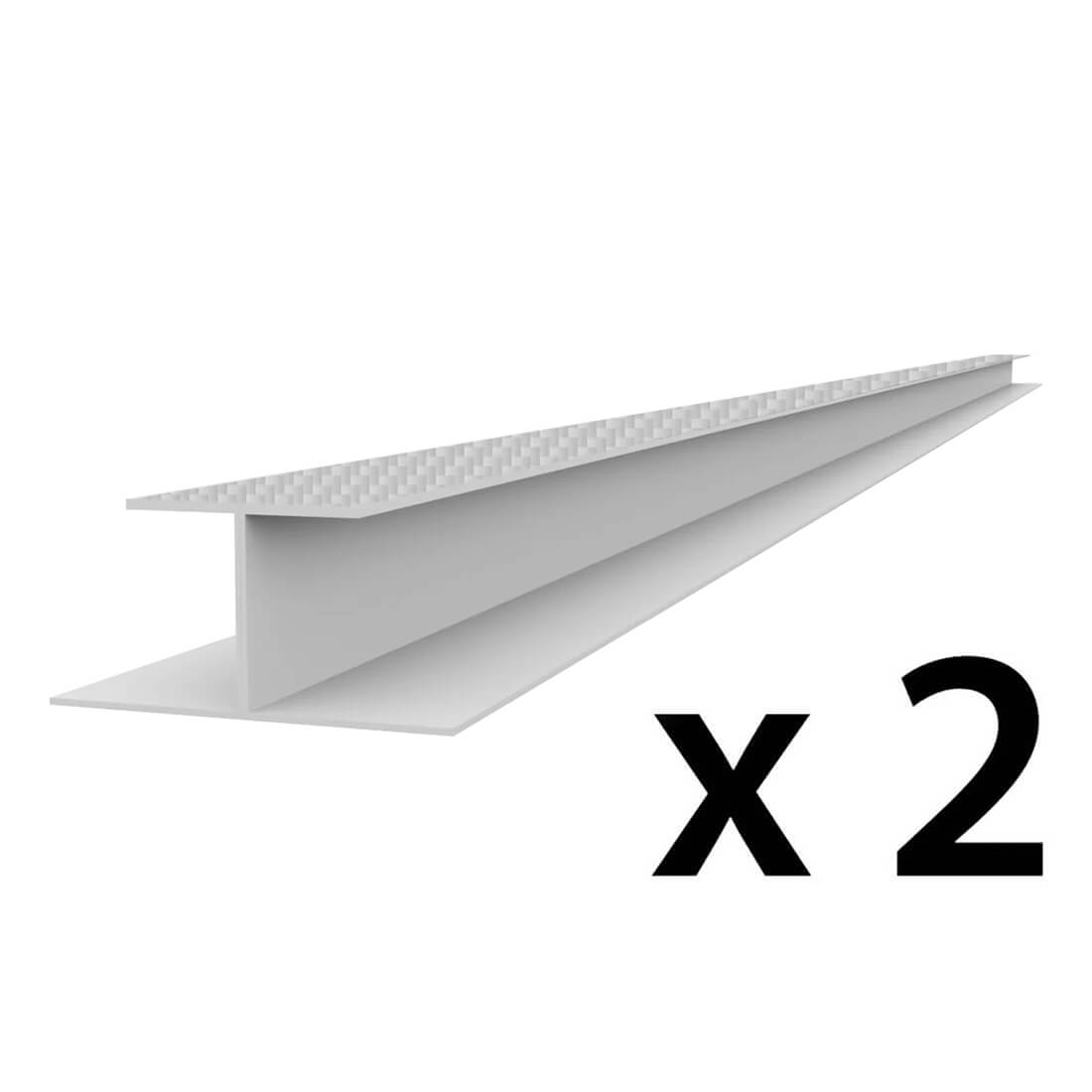 Proslat PROCORE+ PVC 8 ft. Slatwall H Trim - Silver Gray Carbon Fiber (2-Pack)