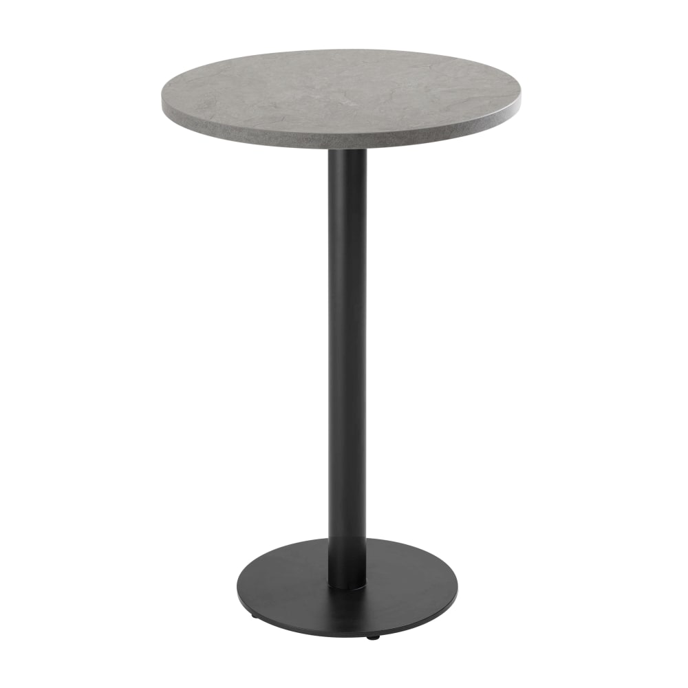 Table haute ronde 60 cm pied noir et revêtement béton gris