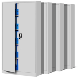 DELUKE MegaDeal 4x Aktenschrank abschließbar KADO - 5 Ebenen, Flügeltüren | Metallschrank Werkstatt Büroschrank aus Stahl Werkzeugschrank, 195x90x40cm Grau Image