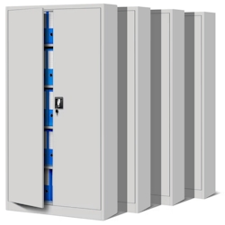 DELUKE MegaDeal 4x Aktenschrank abschließbar KADO - 5 Ebenen, Flügeltüren | Metallschrank Werkstatt Büroschrank aus Stahl Werkzeugschrank, 185x90x40cm Grau Image