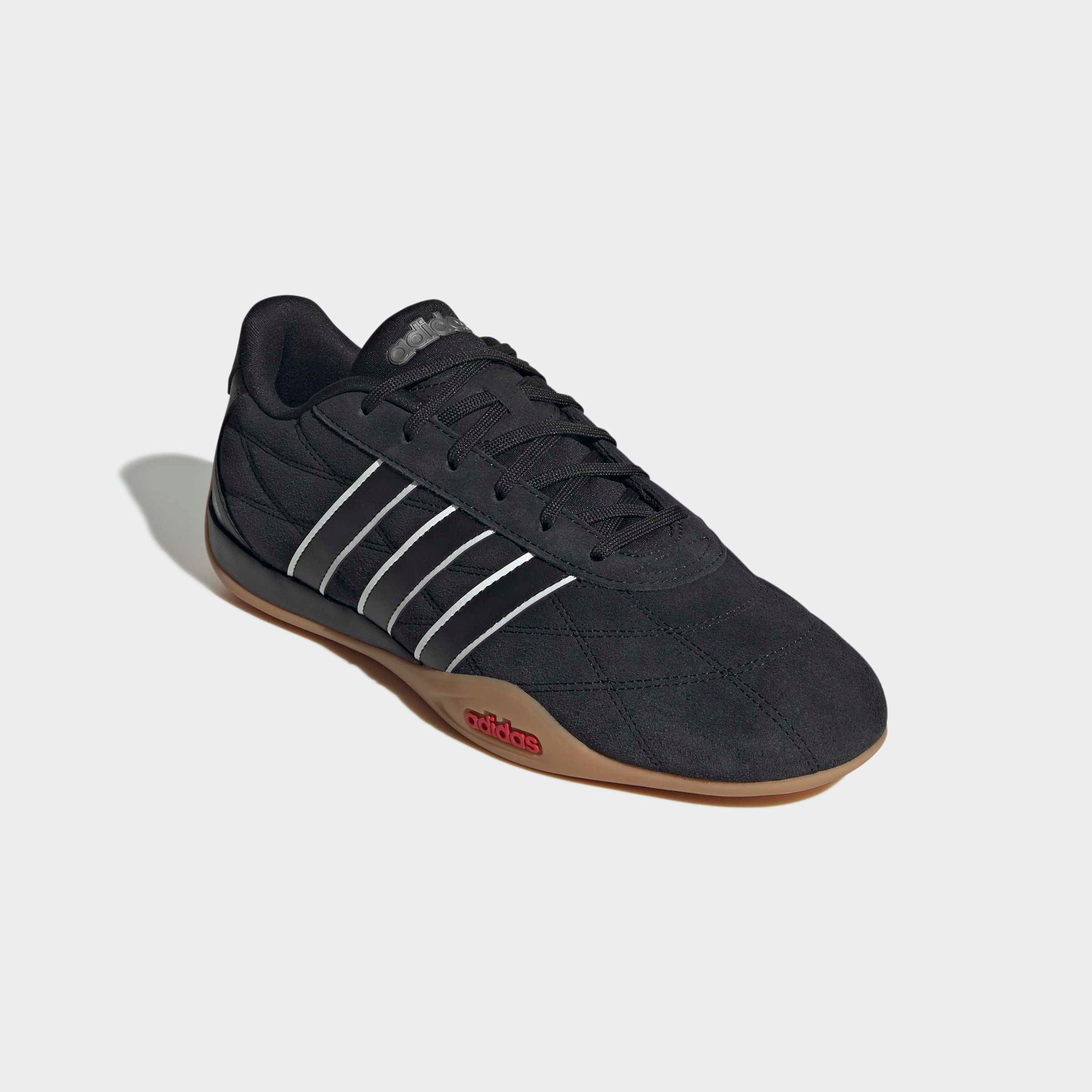 Sneaker ADIDAS SPORTSWEAR "GROUNDPULSE", Damen, Gr. 42,5, core schwarz, core schwarz, pure ruby, Leder, Synthetik, Schuhe Sneaker