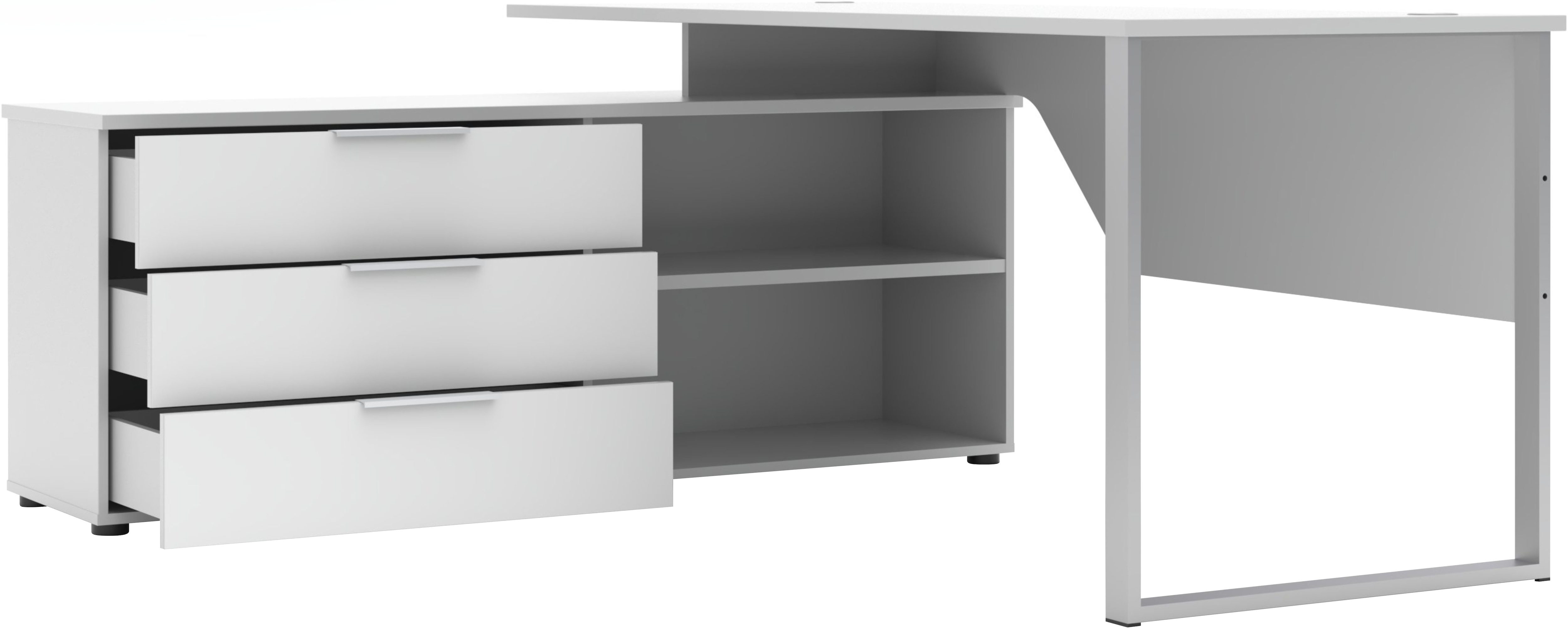 Schreibtisch INNOSTYLE "Schreibtisch Santorin, 180/77/160 cm ( B/H/T)", weiß, silber matt, weiß, B:180cm H:77cm T:160cm, Tische, Schreibtisch