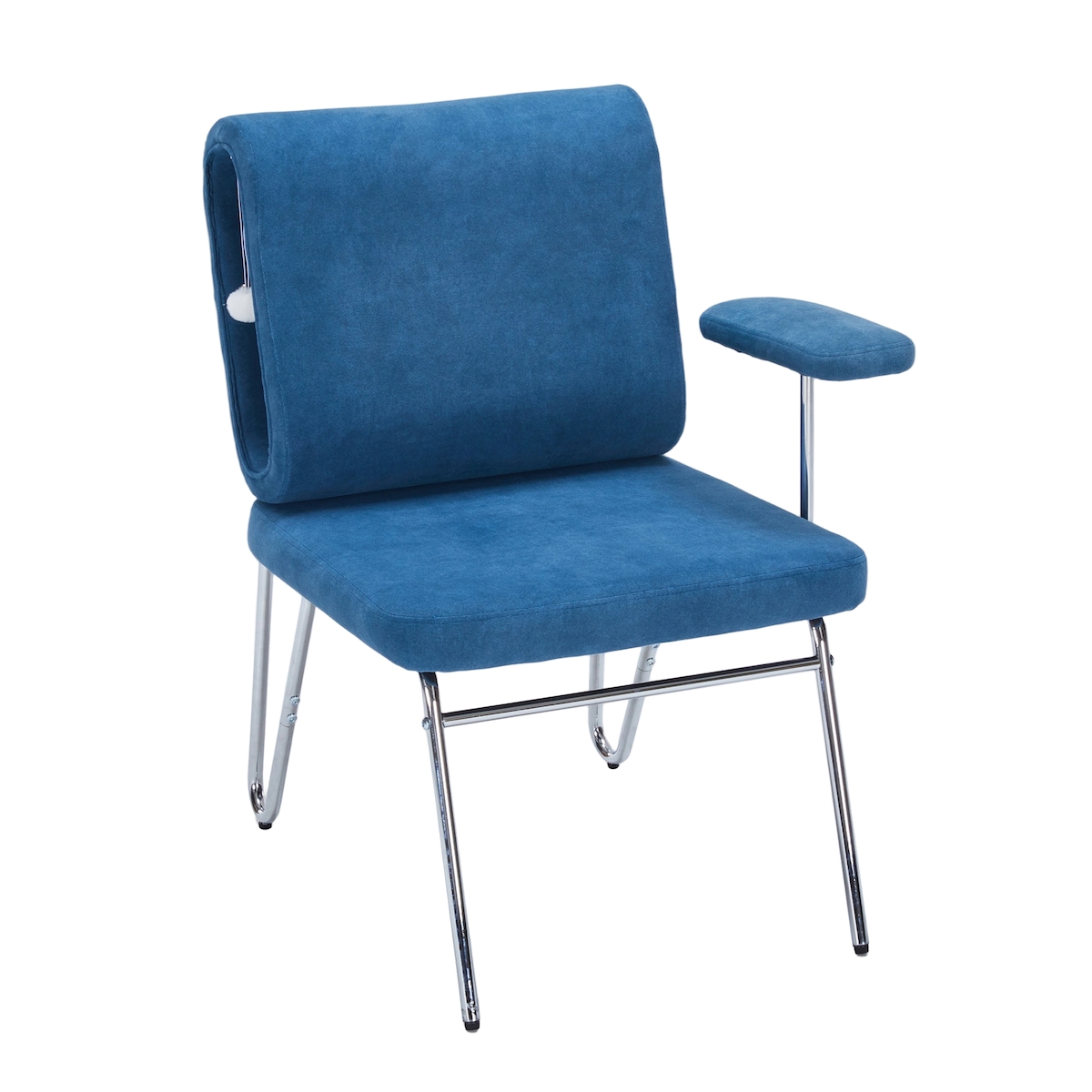 OKWISH Bürostuhl 77x70x89 cm mit integriertem Katzenbett und anpassbaren Armlehnen in Blau aus Stoff, Holz und Stahl Image
