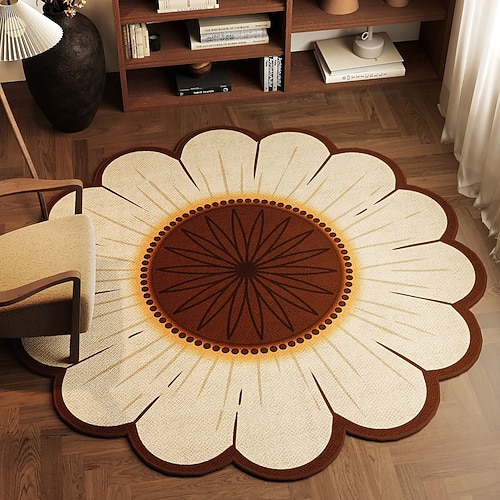 Hochwertiger, runder Luxus-Teppich für Wohnzimmer, Couchtisch, Schlafzimmer und Nachttisch – pflegeleicht, flauschig und elegant für moderne Wohnräume. Image