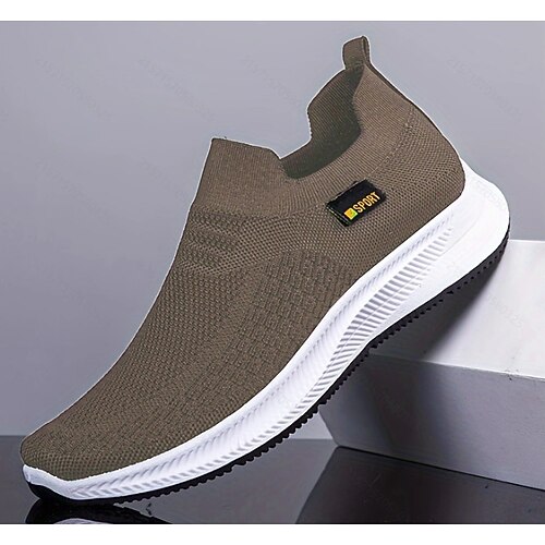 Schwarze Herren-Sneaker zum Hineinschlüpfen aus Strick, leichte und bequeme Freizeitschuhe, perfekt für Alltag, Fitnessstudio und Freizeitaktivitäten, trendige Schuhe für Männer