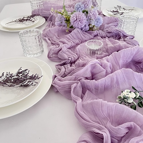 Tischläufer mit Knittereffekt für die Hochzeitssaison zum Valentinstag, balinesischer Stoff für Hochzeiten, Partydekoration, elegante Tischdecke im europäischen Stil mit gedrehten Falten für Image