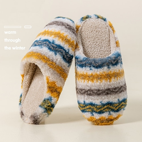 Paar Baumwollpantoffeln für Herbst und Winter, koreanischer Stil, rutschfest, flauschig, warm, für Damen und Herren, dicke Sohle Image