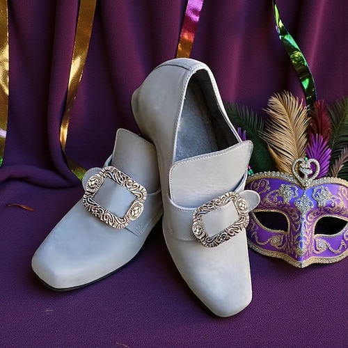 Männern Mardi Gras quadratische Zehen Schuhe mit dekorativer antiker Schnalle Retro-Stil Blockabsatz bequeme Passform für Karneval und festliche Ereignisse Image