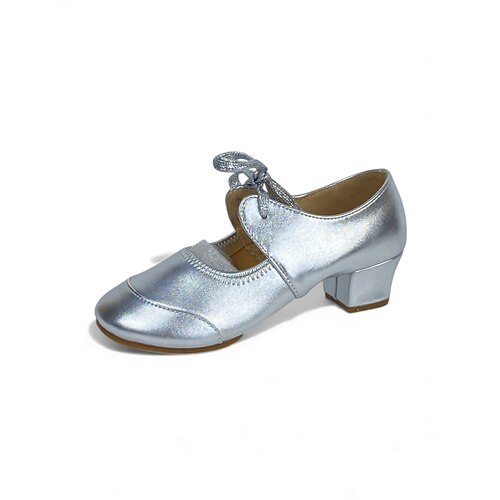 Professionelle goldene Tanzschuhe für Damen – glitzernde Bühnenschuhe mit Schleife, Bühnenschuhe im Retro-Stil für Jahresendshows Ballsaalveranstaltungen Image