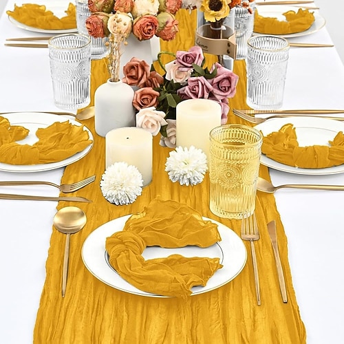 Tischläufer mit Knittereffekt für die Hochzeitssaison zum Valentinstag, balinesischer Stoff für Hochzeiten, Partydekoration, elegante Tischdecke im europäischen Stil mit gedrehten Falten für Image