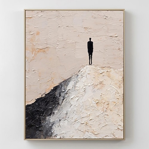 Handgemaltes Ölgemälde auf Leinwand, Wanddekoration, abstrakte Figuren mit strukturierter Oberfläche für die Heimdekoration, auf Keilrahmen gespannt / gerolltes, rahmenloses Gemälde Image