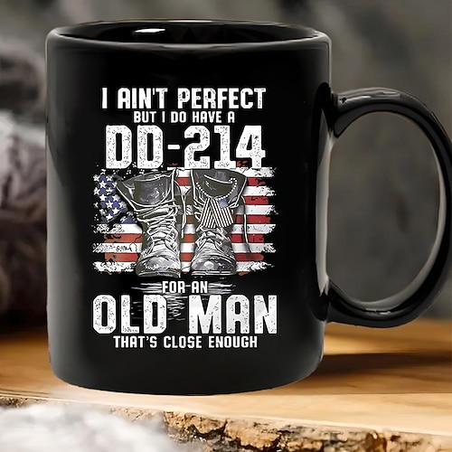 DD-214-Veteranen-Geschenktasse – „Ich bin nicht perfekt, aber ich habe eine DD-214 für einen alten Mann, das ist nah genug dran" – Stolze Veteranen-Kaffeetasse mit patriotischem Motiv Image