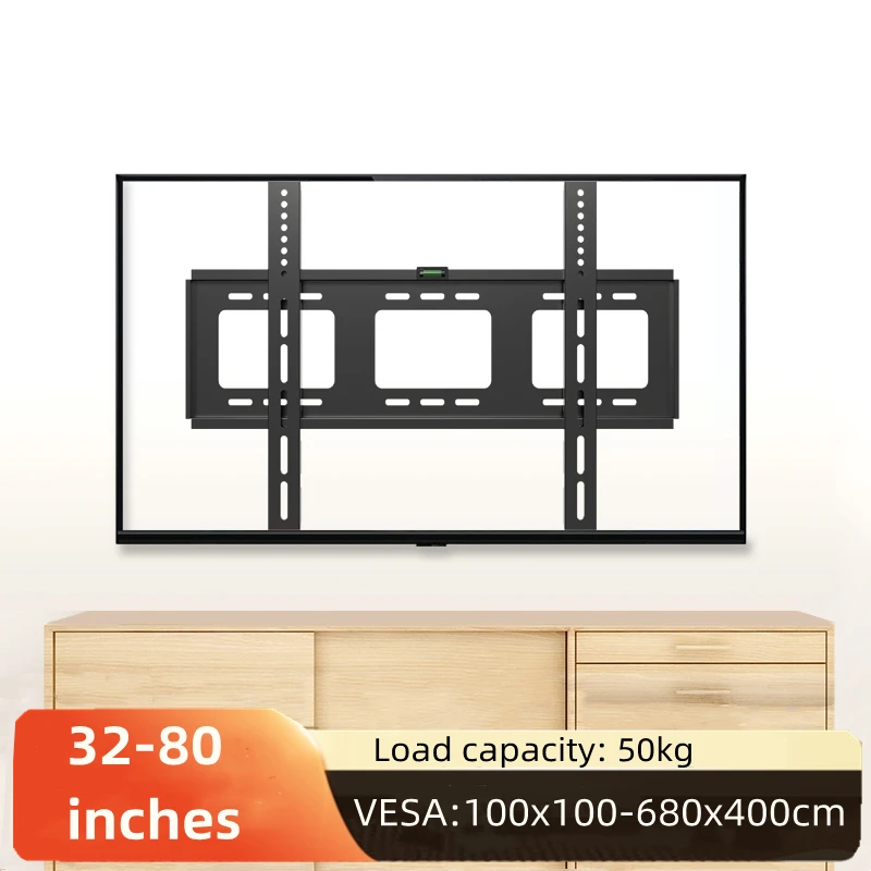 TV-Rack, Wandbehang, universeller TV-Ständer, integrierter Rack-Präsentationsständer für die meisten 32–80 Zoll VESA 680 x 400 mm, 132 Pfund Tragfähigkeit