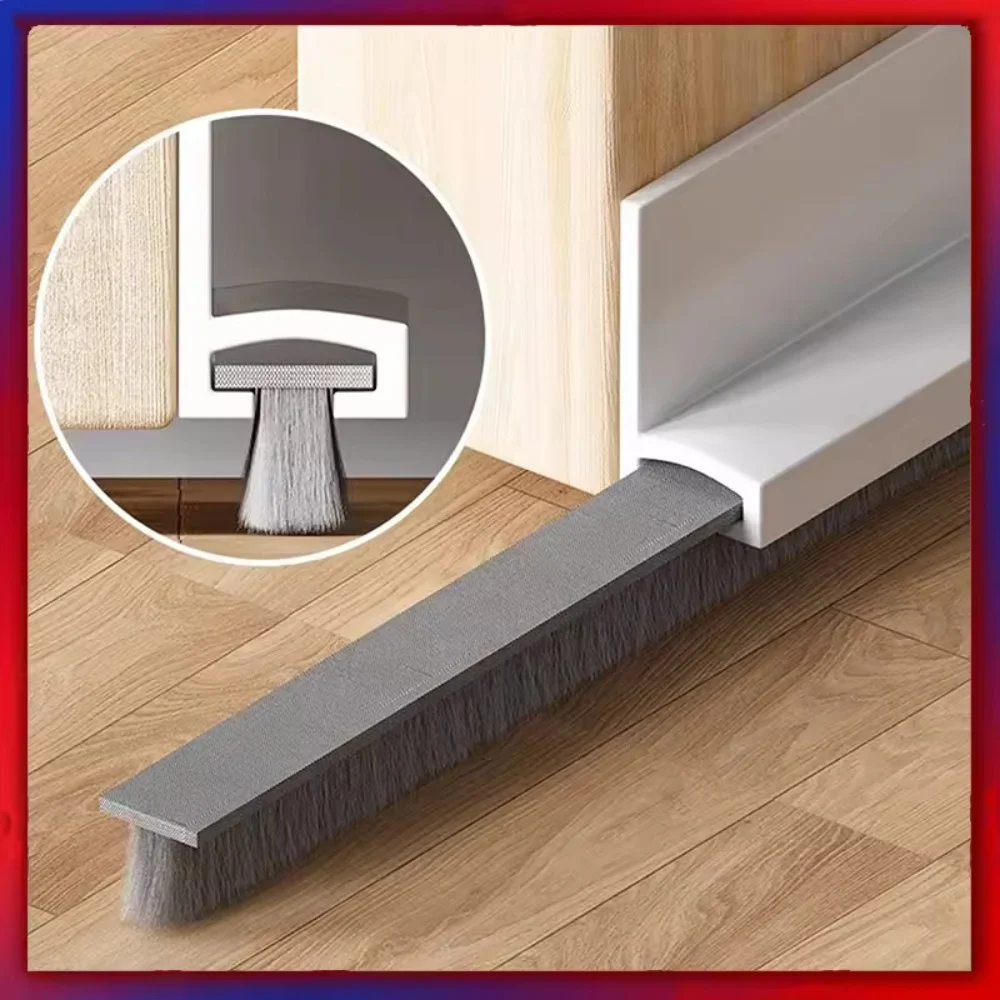 1 Stück 1 m x 52 mm selbstklebendes Abisolieren, unter der Türstopper für die Unterseite der Tür mit Bürste, Türdichtung, Staub reduzieren Lärm Image