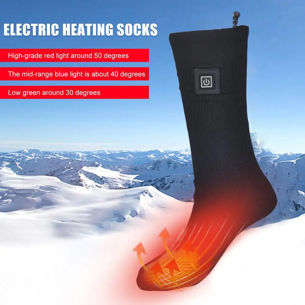 Elektrisch beheizte Socken, schnelle Erwärmung, warme Wintersocken, batteriebetrieben, kältebeständig, Skisocke, 1/3 Gänge für Radfahren, Camping, Skaten Image