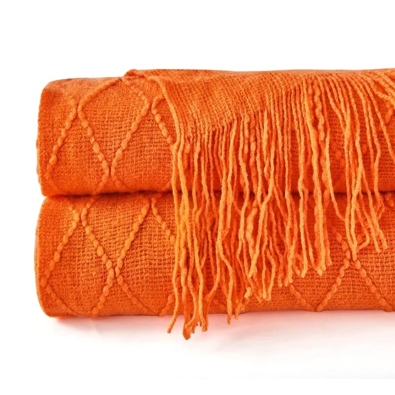 50 "x 60" orange Geschenk Messer Decken mit Quasten leichte weiche kuschel ige Plaids für Bett Sofa Stuhl flauschige Decken werfen Image